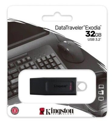 Kingston 32GB USB 3.2 Gen1 Memory Pen, DataTraveler Exodia, Cap, Keyring (DTX/32GB)