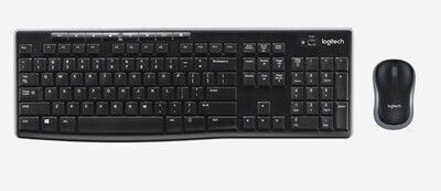 Logitech MK270 Wireless Keyboard and Mouse Desktop Kit, USB, Spill Resistant