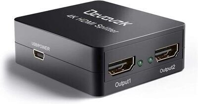 Ozvavzk HDMI Splitter,4k HDMI 1x2 Adapters 1 Input 2 Output Duplicator Full HD 2160p 3D HDMI Amplifier HDMI 1.4 Support HDCP Version.