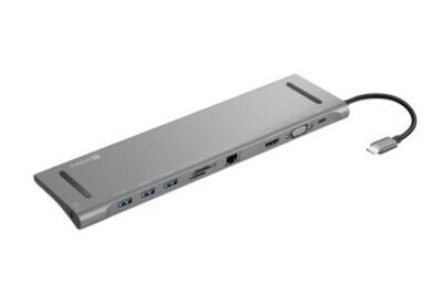 Sandberg (136-31) USB-C 10-in-1 Docking Station - USB-C (up to 100W), HDMI, VGA, 3 x USB-A, 1 x RJ45, 1 x Audio Out, SD, Micro SD/TF, Aluminium