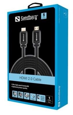 Sandberg HDMI 2.0 Cable, 1 Metre, Ultra High Speed, 4K Res