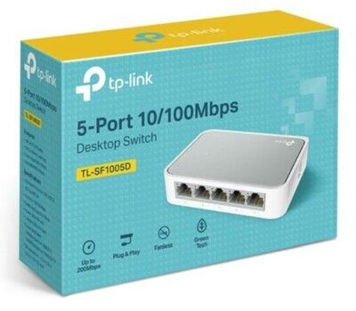 TP-LINK (TL-SF1005D V16) 5-Port 10/100Mbps Unmanaged Desktop Switch, Plastic Case