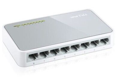 TP-LINK (TL-SF1008D V12) 8-Port 10/100 Unmanaged Desktop Switch, Plastic Case