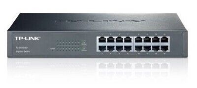 TP-LINK (TL-SG1016D) 16-Port Gigabit Unmanaged Desktop/Rackmount Switch, Steel Case