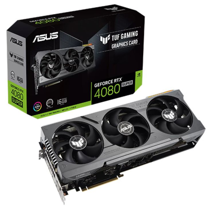 Asus TUF GAMING RTX4080 SUPER, PCIe4, 16GB DDR6X, 2 HDMI, 3 DP, 2580MHz Clock, RGB Lighting