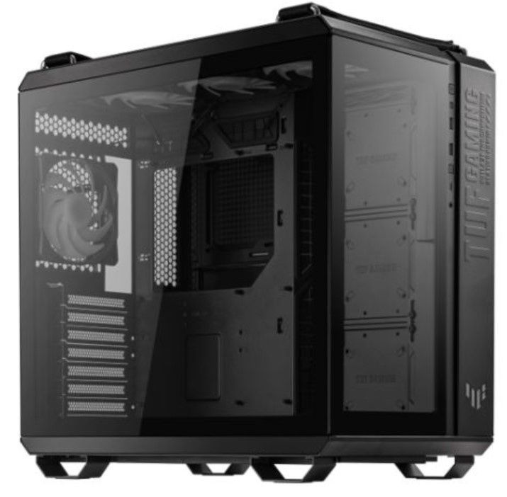 Asus TUF Gaming GT502 Plus Case w/ Front &amp; Side Glass Windows, ATX, Dual Chamber, Modular Design, 4x ARGB Fans &amp; Lighting Hub, USB-C, Carry Handles, Black
