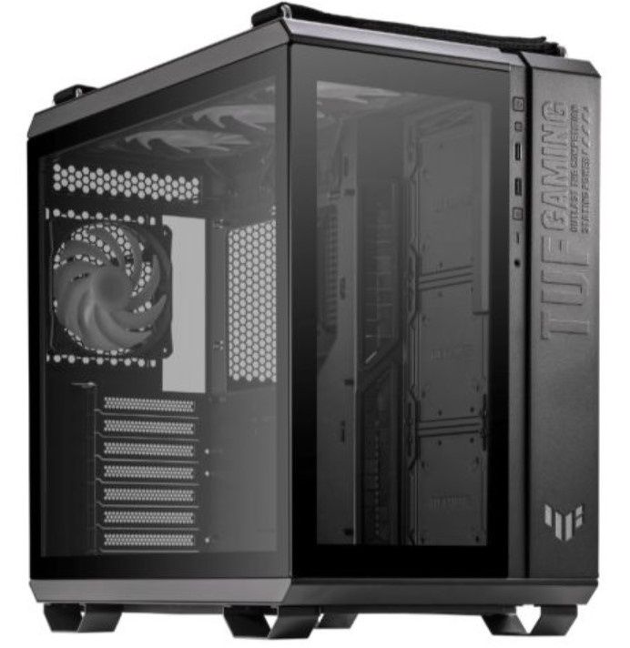 Asus TUF Gaming GT502 Plus Case w/ Front & Side Glass Windows, ATX, Dual Chamber, Modular Design, 4x ARGB Fans & Lighting Hub, USB-C, Carry Handles, Black