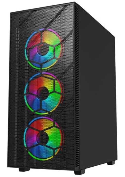 Vida Sirocco V2 Black ARGB Gaming Case w/ Glass Window, ATX, 6x ARGB Fans, Mesh Front
