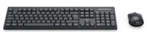 Hama WKM-100 Wireless Keyboard and Mouse Desktop Kit, Multimedia, Ambidextrous 1200 DPI Mouse, Black