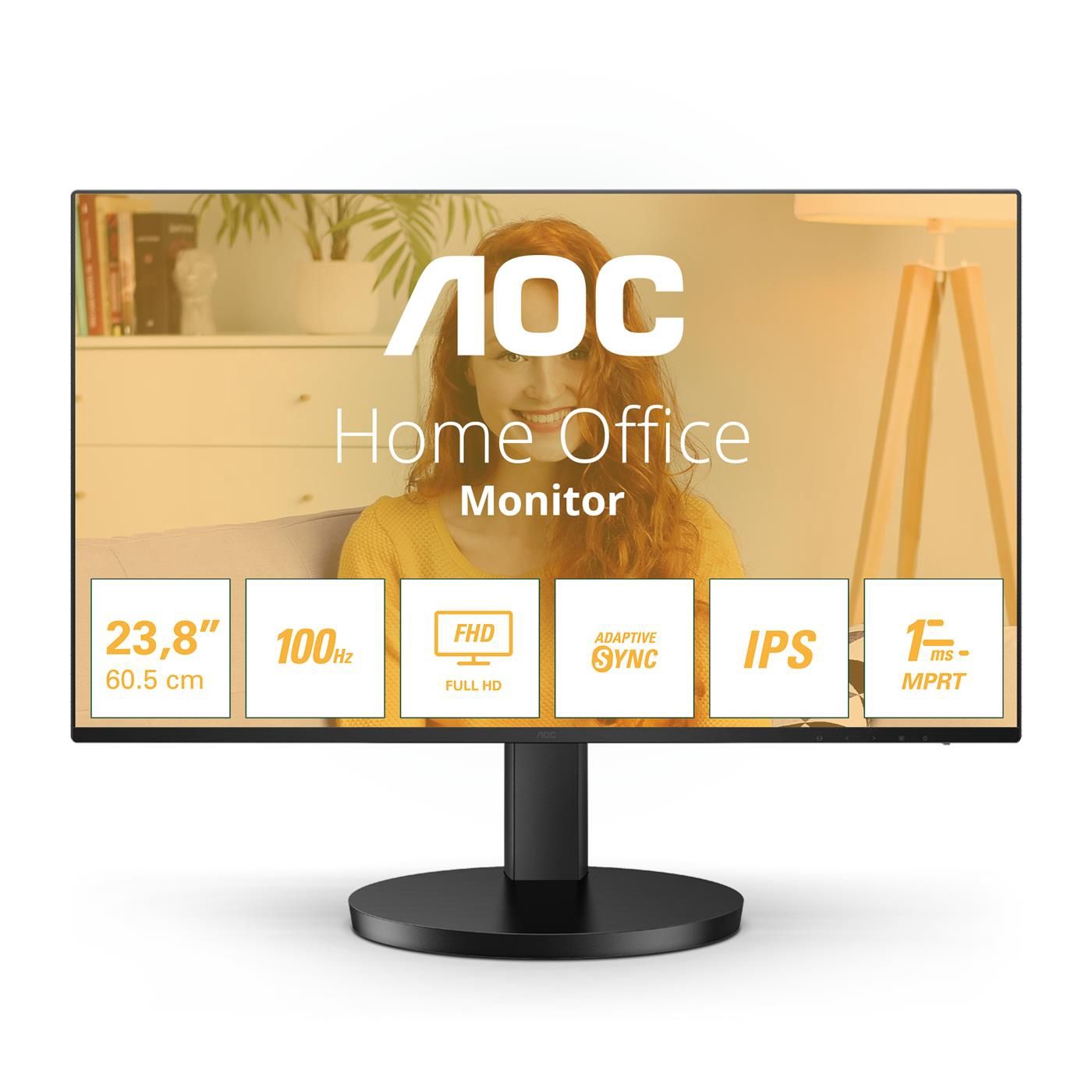 AOC 23.8&quot; 3-Side Frameless Monitor (24B3HA2), IPS, 1920 x 1080, 1ms, VGA, HDMI, 100Hz, VESA
