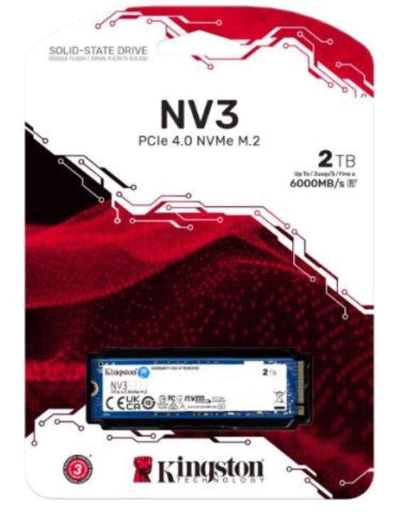 Kingston 2TB NV3 M.2 NVMe Gen4 SSD, M.2 2280, PCIe4, R/W 6000/5000 MB/s