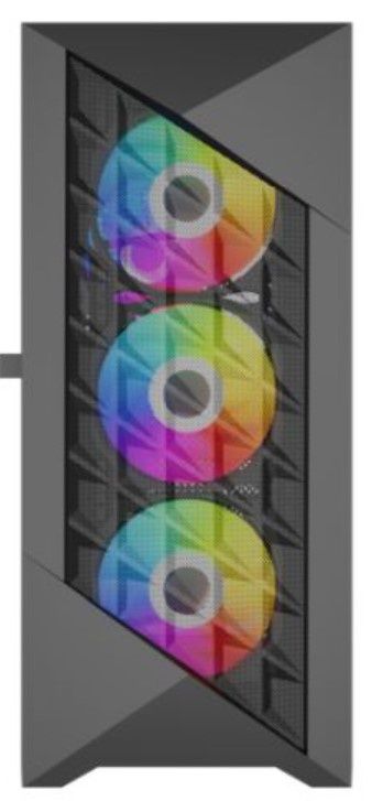 Vida Typhoon Black ARGB Gaming Case w Glass Window, ATX, Mesh Front, 4x ARGB Fans