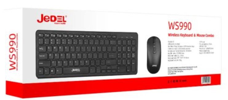Jedel WS990 Wireless Multimedia Keyboard &amp; Optical Mouse Desktop Kit, Black
