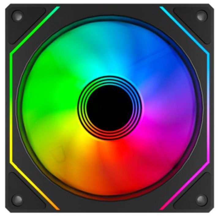 Vida Infinity02 12cm ARGB PWM Case Fan, Hydraulic Bearing, Infinity Mirror Effect on Centre &amp; Sides, 800-1800 RPM, Black