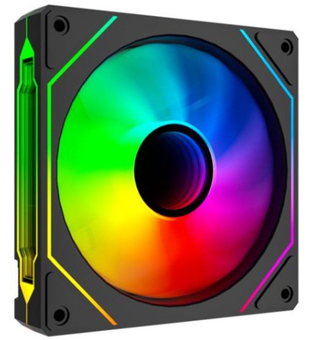 Vida Infinity02 Reverse Blade12cm ARGB PWM Case Fan, Hydraulic Bearing, Infinity Mirror Effect on Centre &amp; Sides, 800-1800 RPM, Black