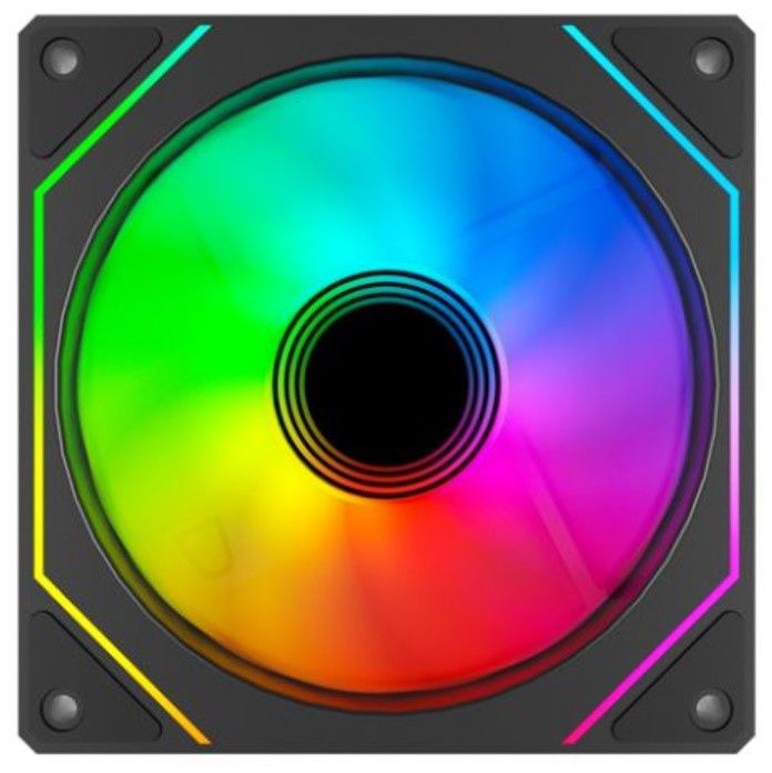 Vida Infinity02 Reverse Blade12cm ARGB PWM Case Fan, Hydraulic Bearing, Infinity Mirror Effect on Centre &amp; Sides, 800-1800 RPM, Black