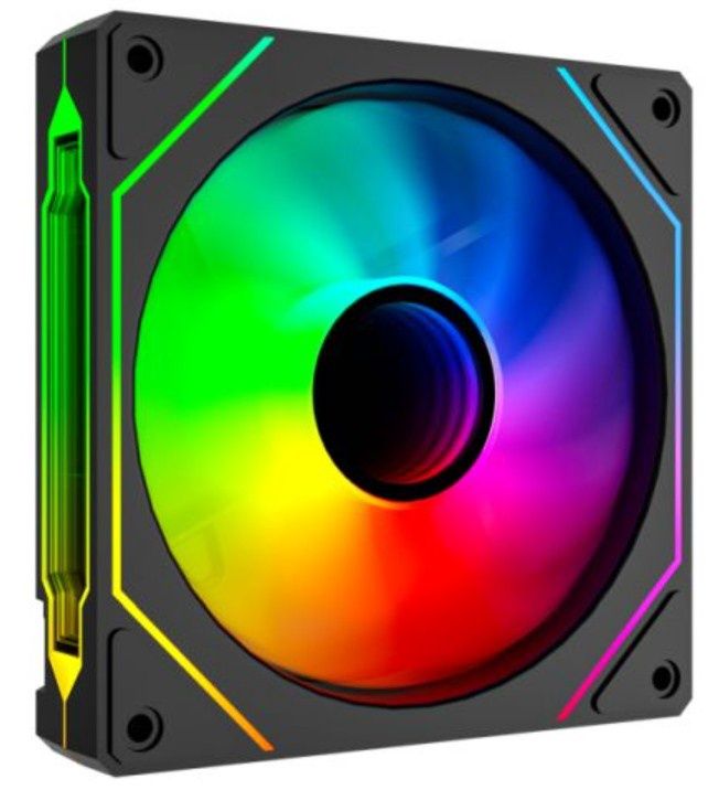 Vida Infinity02 12cm ARGB PWM Case Fan, Hydraulic Bearing, Infinity Mirror Effect on Centre &amp; Sides, 800-1800 RPM, Black
