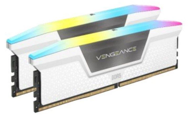 Corsair Vengeance RGB 32GB Kit (2 x 16GB), DDR5, 6000MHz, CL36, 1.35V, XMP 3.0, PMIC, White, DIMM Memory