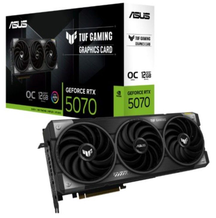 Asus TUF GAMING RTX5070 OC, PCIe5, 12GB DDR7, 2 HDMI, 3 DP, 2640MHz Clock, RGB Lighting, Overclocked