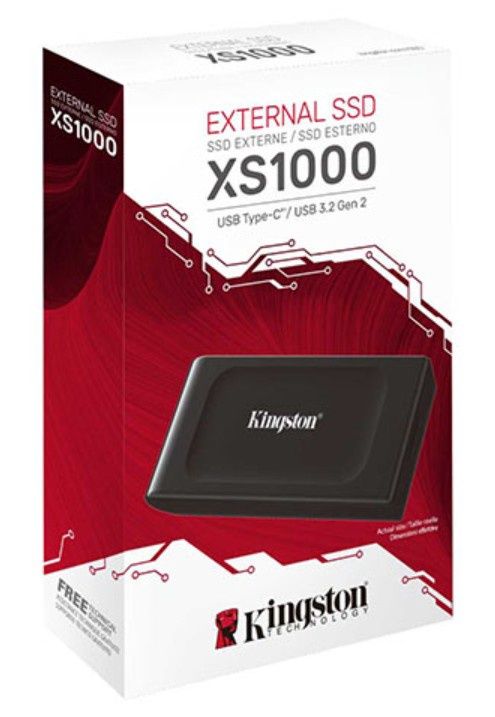 Kingston XS1000 1TB Pocket Size External SSD, USB 3.2 Gen2 Type-A, Black