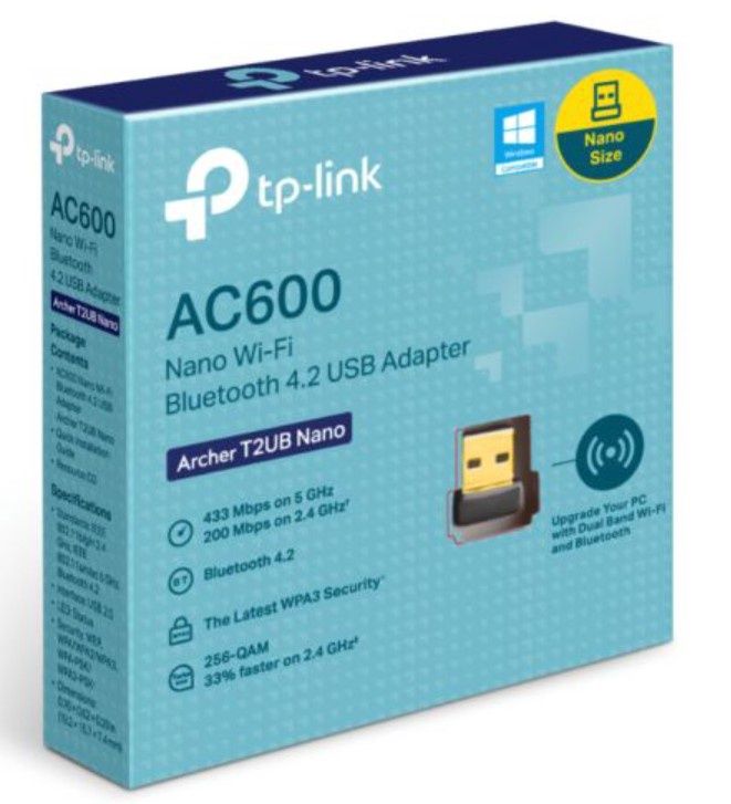TP-LINK (Archer T2UB Nano) AC600 (433+200) Wireless Dual Band Nano USB Adapter, Bluetooth 4.2, Advanced WPA3 Security