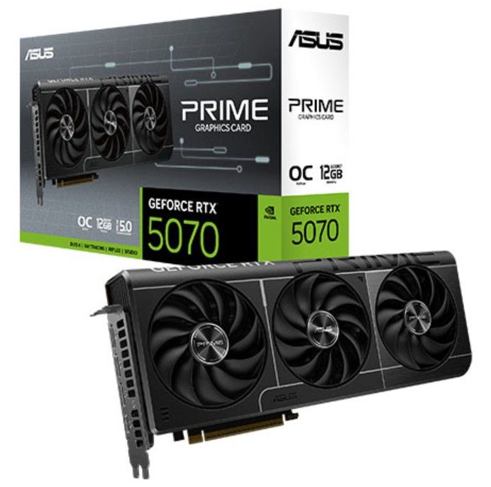 Asus PRIME RTX5070 OC, PCIe5, 12GB DDR7, HDMI, 3 DP, 2587MHz Clock, Overclocked, Compact 2.5 Slot Design