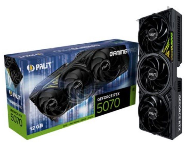 Palit RTX5070 GamingPro, PCIe5, 12GB DDR7, HDMI, 3 DP, 2512MHz Clock, RGB Lighting
