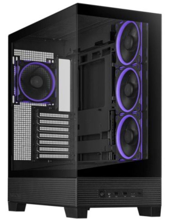 Asus A31 Plus ARGB Gaming Case w/ Front &amp; Side Glass Windows, ATX, 4x ARGB Fans, USB-C, Angled Base, Asus BTF Compatible, Black