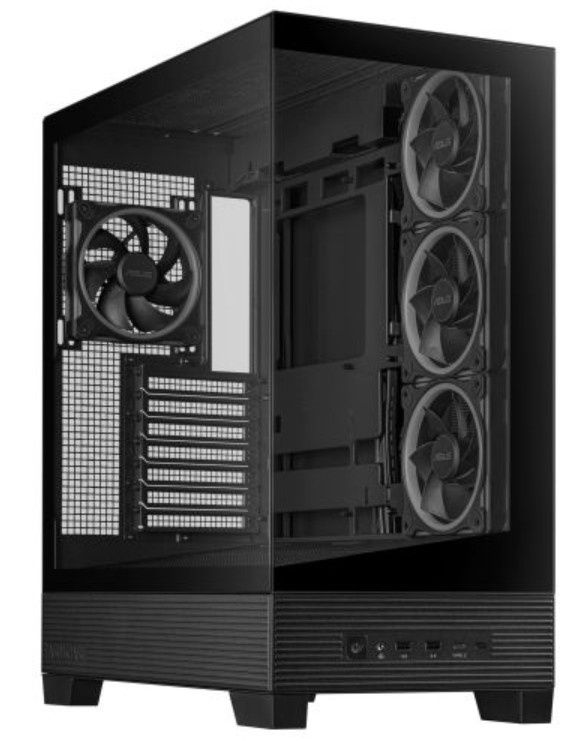 Asus A31 Plus ARGB Gaming Case w/ Front &amp; Side Glass Windows, ATX, 4x ARGB Fans, USB-C, Angled Base, Asus BTF Compatible, Black