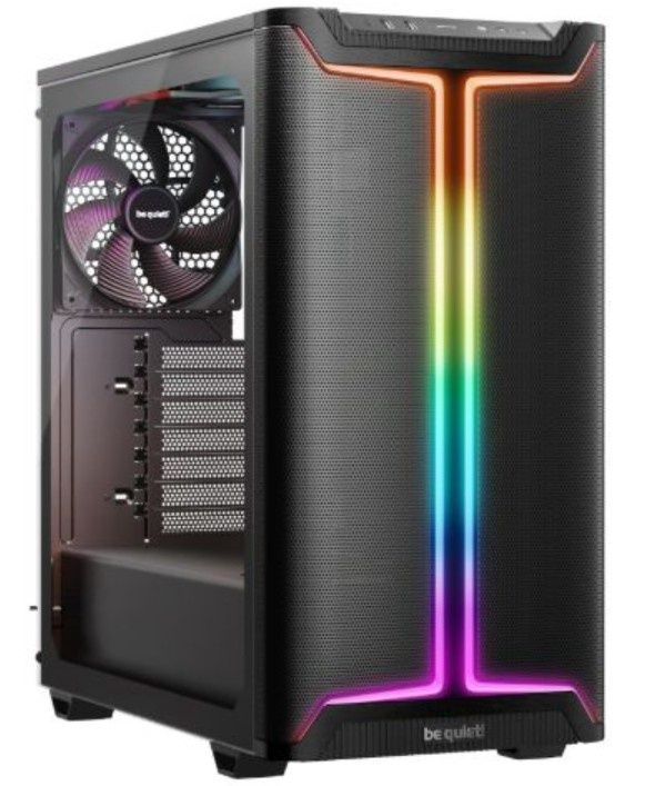 Be Quiet! Pure Base 501 DX ARGB Gaming Case w/ Glass Side, ATX, Compact Design, 3 Pure Wings 3 Fans, High Airflow Front &amp; Top, USB-C, Black