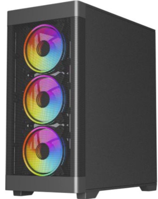 Vida Zephyr V2 Black ARGB Gaming Case w/ Glass Window, Micro ATX, 4x ARGB PWM Fans, 6-Port ARGB Fan Hub &amp; Remote Control, Mesh Front