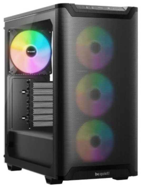 Be Quiet! Pure Base 501 LX Gaming Case w/ Glass Side, ATX, Compact Design, 4x ARGB Fans, ARGB Controller &amp; Hub, High Airflow, USB-C, Black