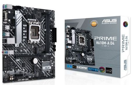Asus PRIME H610M-A D4 CSM - Corporate Stable Model, Intel H610, 1700, Micro ATX, 2 DDR4, VGA, HDMI, DP, PCIe4, 2x M.2