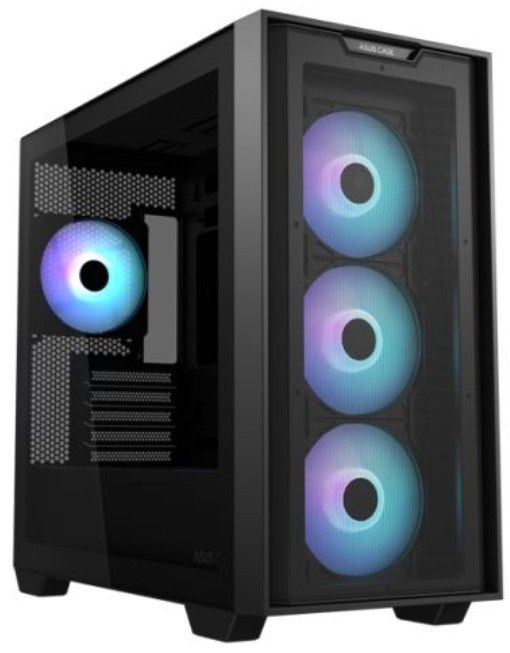 Asus A21 Plus ARGB Gaming Case w/ Glass Window, Micro ATX, 4x ARGB Fans, 380mm GPU &amp; 360mm Radiator Support, Asus BTF Compatible, Black