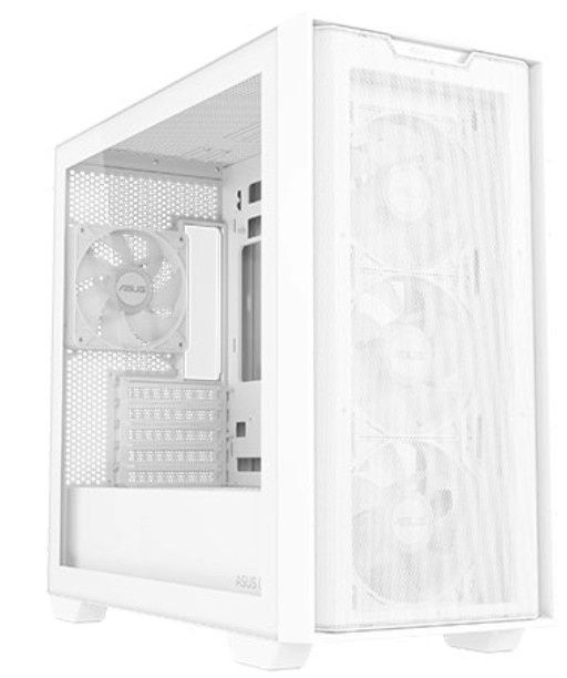 Asus A21 Plus ARGB Gaming Case w/ Glass Window, Micro ATX, 4x ARGB Fans, 380mm GPU &amp; 360mm Radiator Support, Asus BTF Compatible, White