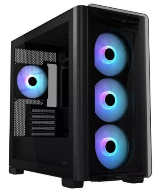 Asus A23 PLUS ARGB Gaming Case w/ Glass Side and Front, Micro ATX, 4x ARGB Fans, 380mm GPU &amp; 360mm Radiator Support, USB-C, Asus BTF Compatible, Black