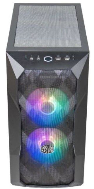 Cooler Master TD300 Mesh Gaming Case w/ Glass Side, Micro ATX, 2x ARGB Fans, ARGB/PWM Hub, 280mm Radiator Support, Black