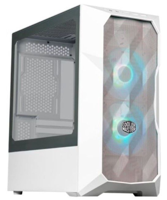 Cooler Master TD300 Mesh Gaming Case w/ Glass Side, Micro ATX, 2x ARGB Fans, ARGB/PWM Hub, 280mm Radiator Support, White