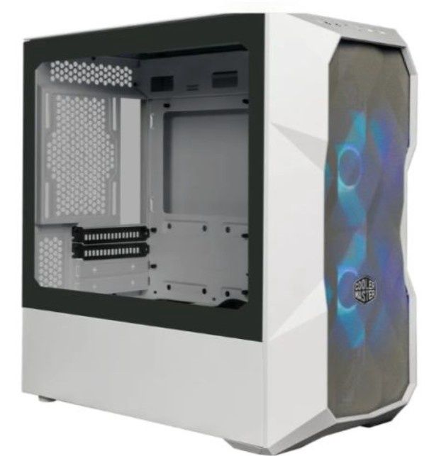 Cooler Master TD300 Mesh Gaming Case w/ Glass Side, Micro ATX, 2x ARGB Fans, ARGB/PWM Hub, 280mm Radiator Support, White