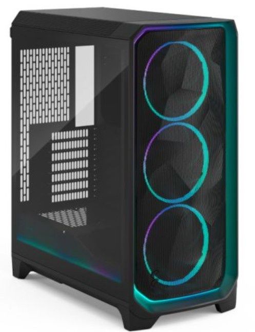 Fractal Design Meshify 3 Ambience Pro RGB (Black TG Light) Gaming Case w/ Light Tint Window, E-ATX, Mesh Front, 3x RGB Fans, Adjust Pro Hub, USB-C 20Gbps