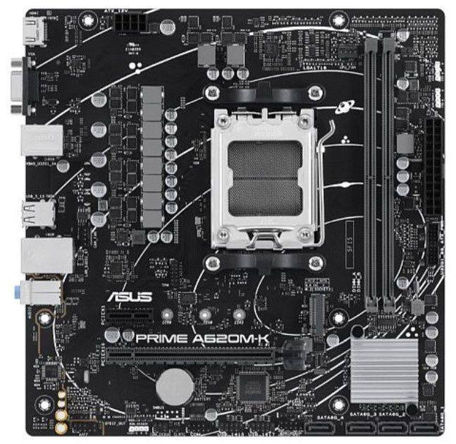 Asus PRIME A620M-K, AMD A620, AM5, Micro ATX, 2 DDR5, VGA, HDMI, GB LAN, PCIe4, 1x M.2