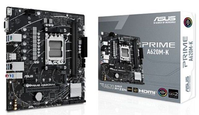Asus PRIME A620M-K, AMD A620, AM5, Micro ATX, 2 DDR5, VGA, HDMI, GB LAN, PCIe4, 1x M.2