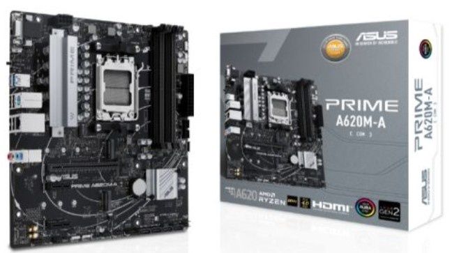 Asus PRIME A620M-A-CSM - Corporate Stable Model, AMD A620, AM5, Micro ATX, 4 DDR5, VGA, HDMI, DP, GB LAN, PCIe4, 2x M.2