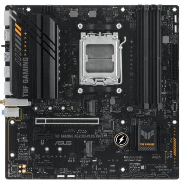 Asus TUF GAMING A620M-PLUS WIFI, AMD A620, AM5, Micro ATX, 4 DDR5, HDMI, 2 DP, Wi-Fi 6, 2.5G LAN, PCIe4, 2x M.2