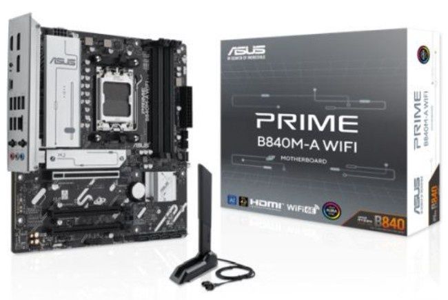 Asus PRIME B840M-A WIFI, AMD B840, AM5, Micro ATX, 4 DDR5, HDMI, 2 DP, Wi-Fi 6E, 2.5G LAN, 3x M.2