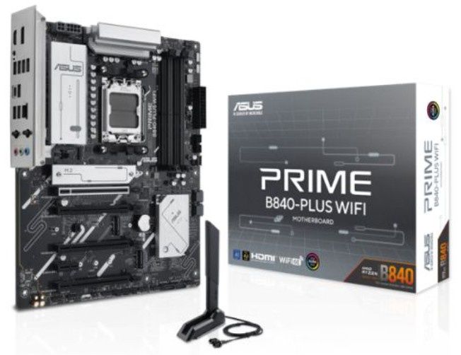 Asus PRIME B840-PLUS WIFI, AMD B840, AM5, ATX, 4 DDR5, HDMI, DP, Wi-Fi 6E, 2.5G LAN, 3x M.2