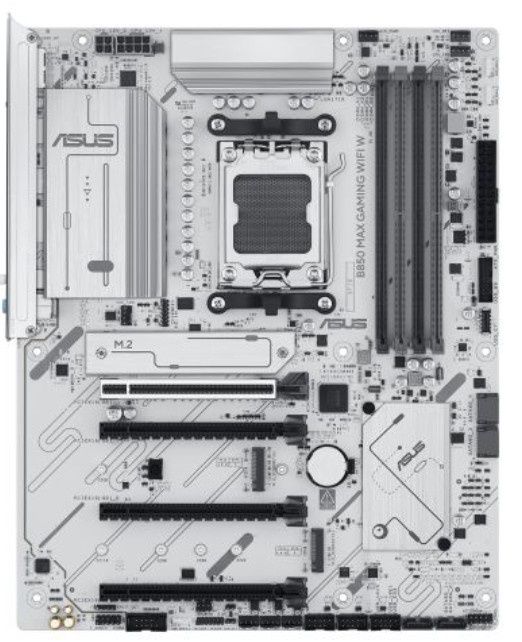 Asus B850 MAX GAMING WIFI W, AMD B850, AM5, ATX, 4 DDR5, HDMI, DP, Wi-Fi 6E, 2.5G LAN, 3x M.2, White