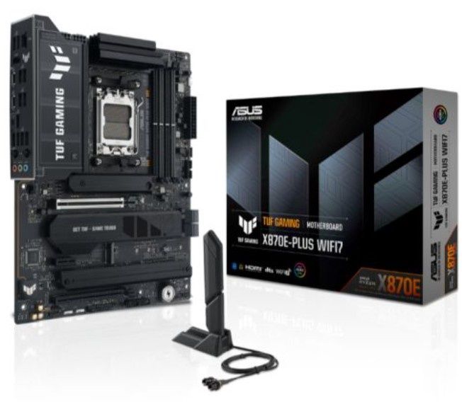Asus TUF GAMING X870E-PLUS WIFI7, AMD X870, AM5, ATX, 4 DDR5, HDMI, 2 USB4, Wi-Fi 7, 2.5G LAN, PD 30W, 4x M.2