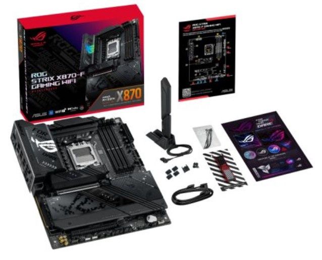Asus ROG STRIX X870-F GAMING WIFI, AMD X870, AM5, ATX, 4 DDR5, HDMI, DP, 2 USB4, Wi-Fi 7, 2.5G LAN, PD 30W, RGB, 4x M.2