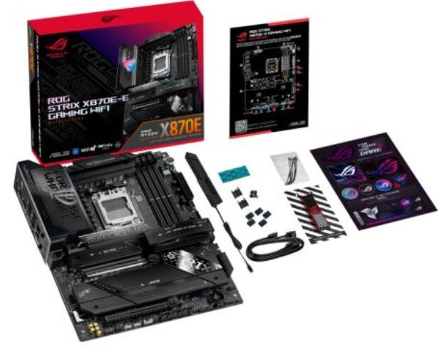 Asus ROG STRIX X870E-E GAMING WIFI, AMD X870E, AM5, ATX, 4 DDR5, HDMI, 2 USB4, Wi-Fi 7, 5G LAN, PD 30W, RGB, 5x M.2